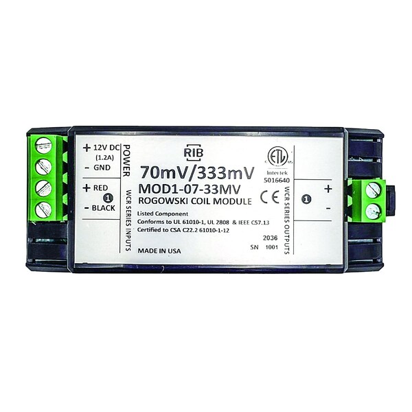 Functional Devices Rogowski Flexible Coil in.Rope in. Integrator DIN Module, Single Phase, 70mV, 333mV output MOD1-07-33MV - main